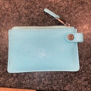 Tiffany blue wallet card holder with snap for keys